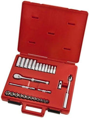 Proto - 29 Piece 3/8" Drive Full Polish Finish Deep Well Socket Set - 6 Points, 8mm to 19mm Range, Metric Measurement Standard - Eagle Tool & Supply