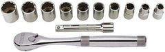 Proto - 12 Piece 1/2" Drive Full Polish Finish Socket Set - 12 Points, 7/16" to 1" Range, Inch Measurement Standard - Eagle Tool & Supply