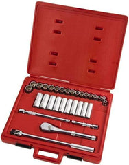 Proto - 31 Piece 1/2" Drive Full Polish Finish Deep Well Socket Set - 12 Points, 10mm to 26mm Range, Metric Measurement Standard - Eagle Tool & Supply