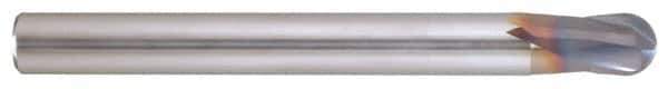 Niagara Cutter - 12mm Diam, 12mm LOC, 2 Flute Solid Carbide Ball End Mill - AlTiN Finish, Single End, 100mm OAL, 12mm Shank Diam, Spiral Flute - Eagle Tool & Supply
