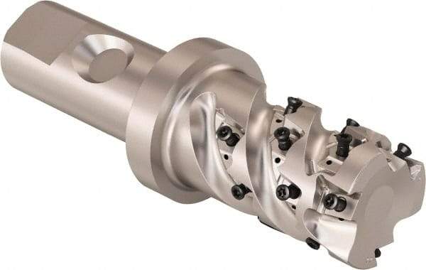 Seco - 32mm Cutting Diam, 25mm Shank Diam, 8mm Max Depth of Cut, Straight Shank Indexable Copy End Mill - 3 Inserts, LOEX Insert, R217.94 Toolholder - Eagle Tool & Supply