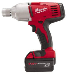 Milwaukee Tool - 7/16" Drive 18 Volt Pistol Grip Cordless Impact Wrench & Ratchet - 0 to 1,900 RPM, 0 to 2,200 BPM, 350 Ft/Lb Torque, 2 Lithium-Ion Batteries Included - Eagle Tool & Supply