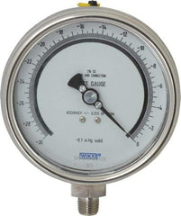 Wika - 4" Dial, 1/4 Thread, 30-0 Scale Range, Pressure Gauge - Lower Connection Mount, Accurate to 0.25% of Scale - Eagle Tool & Supply
