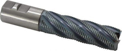 Hertel - 1-1/4" Diam, Fine Pitch, 4" LOC, 6 Flute Cobalt Roughing Square End Mill - TiCN Finish, 6-1/2" OAL, 1-1/4" Shank Diam, Single End, Centercutting, 30° Helix - Eagle Tool & Supply