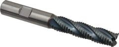 Hertel - 1/2" Diam, Coarse Pitch, 2" LOC, 4 Flute Cobalt Roughing Square End Mill - TiCN Finish, 4" OAL, 1/2" Shank Diam, Single End, 30° Helix - Eagle Tool & Supply