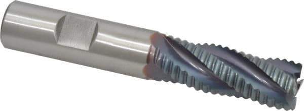 Hertel - 5/8" Diam, Coarse Pitch, 1-5/8" LOC, 4 Flute Cobalt Roughing Square End Mill - TiCN Finish, 3-3/4" OAL, 5/8" Shank Diam, Single End, 30° Helix - Eagle Tool & Supply