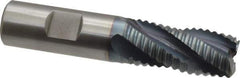 Hertel - 3/4" Diam, Coarse Pitch, 1-5/8" LOC, 4 Flute Cobalt Roughing Square End Mill - TiCN Finish, 3-3/4" OAL, 3/4" Shank Diam, Single End, 30° Helix - Eagle Tool & Supply