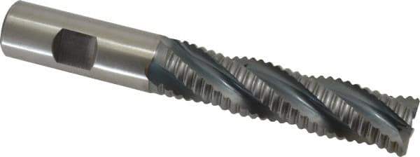 Hertel - 3/4" Diam, Coarse Pitch, 3" LOC, 4 Flute Cobalt Roughing Square End Mill - TiCN Finish, 5-1/4" OAL, 3/4" Shank Diam, Single End, 30° Helix - Eagle Tool & Supply