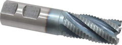 Hertel - 1" Diam, Coarse Pitch, 2" LOC, 5 Flute Cobalt Roughing Square End Mill - TiCN Finish, 4-1/2" OAL, 1" Shank Diam, Single End, 30° Helix - Eagle Tool & Supply