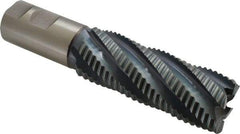 Hertel - 1-1/2" Diam, Coarse Pitch, 4" LOC, 6 Flute Cobalt Roughing Square End Mill - TiCN Finish, 6-1/2" OAL, 1-1/4" Shank Diam, Single End, 30° Helix - Eagle Tool & Supply