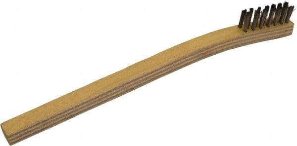 Gordon Brush - 3 Rows x 7 Columns Stainless Steel Scratch Brush - 1-1/2" Brush Length, 7-3/4" OAL, 7/16 Trim Length, Wood Toothbrush Handle - Eagle Tool & Supply
