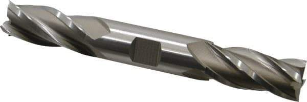 Hertel - 3/4", 1-5/8" LOC, 3/4" Shank Diam, 5-5/8" OAL, 4 Flute, Cobalt Square End Mill - Double End, Uncoated, Spiral Flute, 30° Helix, Centercutting, Right Hand Cut, Right Hand Flute - Eagle Tool & Supply