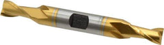 Hertel - 5/16", 9/16" LOC, 3/8" Shank Diam, 3-1/8" OAL, 2 Flute, Cobalt Square End Mill - Double End, TiN Finish, Spiral Flute, 30° Helix, Centercutting, Right Hand Cut, Right Hand Flute - Eagle Tool & Supply