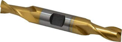 Hertel - 13/32", 13/16" LOC, 1/2" Shank Diam, 3-3/4" OAL, 2 Flute, Cobalt Square End Mill - Double End, TiN Finish, Spiral Flute, 30° Helix, Centercutting, Right Hand Cut, Right Hand Flute - Eagle Tool & Supply