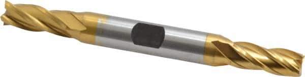 Hertel - 5/16", 3/4" LOC, 3/8" Shank Diam, 3-1/2" OAL, 4 Flute, Cobalt Square End Mill - Double End, TiN Finish, Spiral Flute, 30° Helix, Centercutting, Right Hand Cut, Right Hand Flute - Eagle Tool & Supply