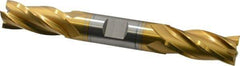 Hertel - 5/8", 1-3/8" LOC, 5/8" Shank Diam, 5" OAL, 4 Flute, Cobalt Square End Mill - Double End, TiN Finish, Spiral Flute, 30° Helix, Centercutting, Right Hand Cut, Right Hand Flute - Eagle Tool & Supply