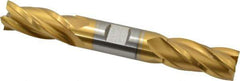 Hertel - 3/4", 1-5/8" LOC, 3/4" Shank Diam, 5-5/8" OAL, 4 Flute, Cobalt Square End Mill - Double End, TiN Finish, Spiral Flute, 30° Helix, Centercutting, Right Hand Cut, Right Hand Flute - Eagle Tool & Supply