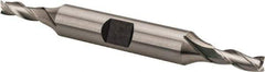 Hertel - 3/16", 1/2" LOC, 3/8" Shank Diam, 3-1/4" OAL, 3 Flute, High Speed Steel Square End Mill - Double End, Uncoated, Spiral Flute, 30° Helix, Centercutting, Right Hand Cut, Right Hand Flute - Eagle Tool & Supply