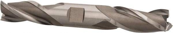 Hertel - 3/4", 1-5/8" LOC, 3/4" Shank Diam, 5-5/8" OAL, 3 Flute, High Speed Steel Square End Mill - Double End, Uncoated, Spiral Flute, 30° Helix, Centercutting, Right Hand Cut, Right Hand Flute - Eagle Tool & Supply