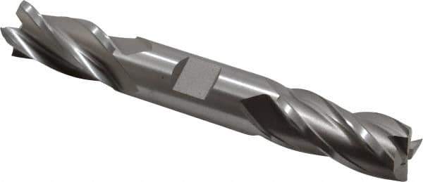 Hertel - 3/4", 1-5/8" LOC, 3/4" Shank Diam, 5-5/8" OAL, 4 Flute, High Speed Steel Square End Mill - Double End, Uncoated, Spiral Flute, 30° Helix, Centercutting, Right Hand Cut, Right Hand Flute - Eagle Tool & Supply