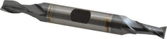 Hertel - 1/4", 1/2" LOC, 3/8" Shank Diam, 3-1/8" OAL, 2 Flute, Cobalt Square End Mill - Double End, TiCN Finish, Spiral Flute, 30° Helix, Centercutting, Right Hand Cut, Right Hand Flute - Eagle Tool & Supply