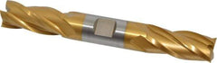 Hertel - 3/4", 1-5/8" LOC, 3/4" Shank Diam, 5-5/8" OAL, 4 Flute, High Speed Steel Square End Mill - Double End, TiN Finish, Spiral Flute, 30° Helix, Centercutting, Right Hand Cut, Right Hand Flute - Eagle Tool & Supply