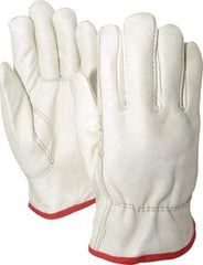 MCR Safety - Size S Grain Cowhide Work Gloves - For Work & Driver, Uncoated, Slip-On Cuff, Brown, Paired - Eagle Tool & Supply