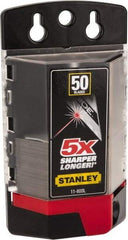 Stanley - 50 Piece Carbide-Tipped Utility Knife Blade - 61mm OAL, 0.022" Blade Thickness - Eagle Tool & Supply