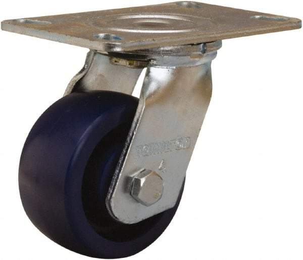 Hamilton - 4" Diam x 2" Wide x 5-5/8" OAH Top Plate Mount Swivel Caster - Polyurethane, 750 Lb Capacity, Sealed Precision Ball Bearing, 4-1/2 x 6-1/4" Plate - Eagle Tool & Supply