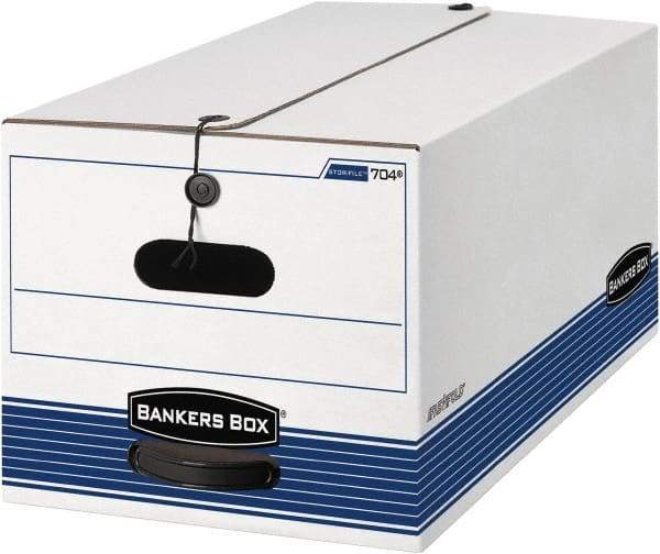 BANKERS BOX - 1 Compartment, 12 Inch Wide x 24 Inch Deep x 10 Inch High, File Storage Box - 1 Ply Side, 2 Ply Bottom, 2 Ply End, White and Blue - Eagle Tool & Supply