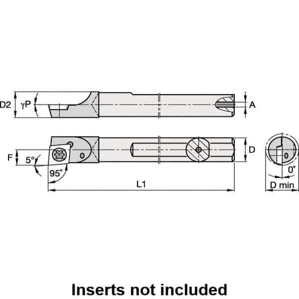 Kennametal - 6.91mm Min Bore Diam, 150mm OAL, 6mm Shank Diam, E-SCLD Indexable Boring Bar - CD.. S4T002 Insert, Screw Holding Method - Eagle Tool & Supply