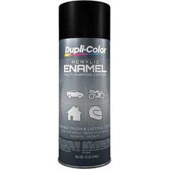 Dupli-Color - Black, Flat, Acrylic Enamel Spray Paint - 12 to 14 Sq Ft per Can, 12 oz Container - Eagle Tool & Supply