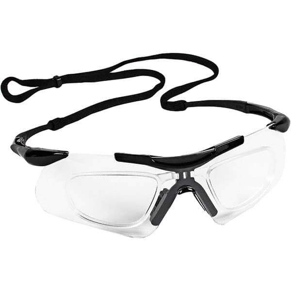 KleenGuard - Clear Lenses, Frameless Safety Glasses - Anti-Fog, Scratch Resistant, Black Nylon Frame, Size Universal, Wrap Around - Eagle Tool & Supply