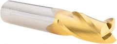 SGS - 5/8", 1-1/4" LOC, 5/8" Shank Diam, 3-1/2" OAL, 3 Flute, Solid Carbide Square End Mill - Single End, TiN Finish, Spiral Flute, 30° Helix, Centercutting, Right Hand Cut, Right Hand Flute, Series 5 - Eagle Tool & Supply