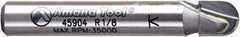 Amana Tool - 1/4" Cut Diam, 1/4" Length of Cut, 2 Flute Core Box Edge Profile Router Bit - Carbide-Tipped, 1/4" Shank Diam, 1-5/8" OAL, Uncoated - Eagle Tool & Supply