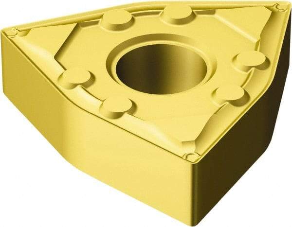 Sandvik Coromant - WNMG331 WF Grade 3005 Carbide Turning Insert - TiCN/Al2O3/TiN Finish, 80° Trigon, 1/4" Inscr Circle, 3/16" Thick, 1/64" Corner Radius - Eagle Tool & Supply