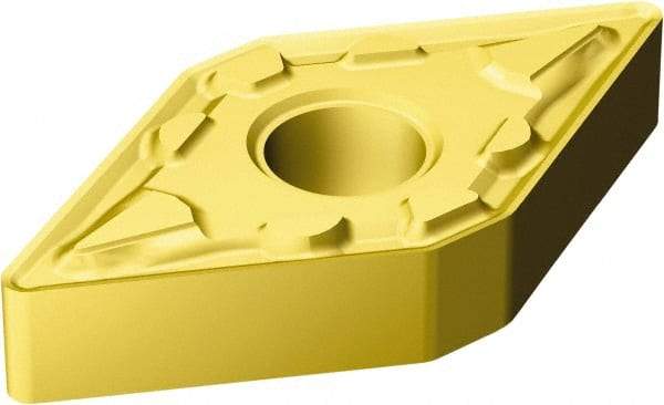 Sandvik Coromant - DNMG333 MM Grade 2025 Carbide Turning Insert - TiCN/AI2O3/TiN Finish, 55° Diamond, 3/8" Inscr Circle, 3/16" Thick, 3/64" Corner Radius - Eagle Tool & Supply