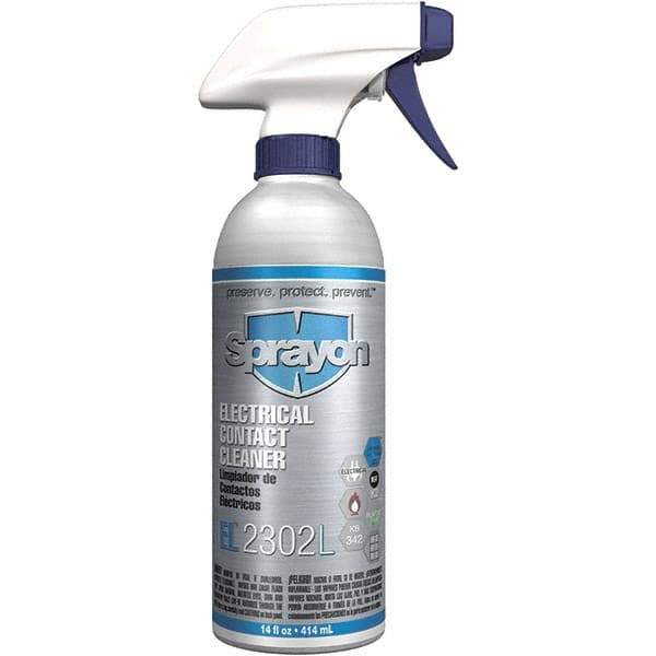 Sprayon - 14 Ounce Aerosol Contact Cleaner - 9°F Flash Point, 0 Volt Dielectric Strength, Flammable, Food Grade, Plastic Safe - Eagle Tool & Supply