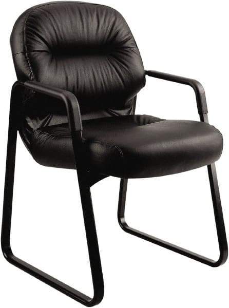 Hon - 36" High Guest Chair - 31" Wide x 35-3/4" Deep, Leather, Memory Foam Seat, Black - Eagle Tool & Supply