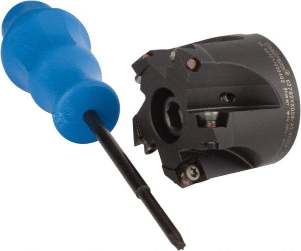 Kennametal - 2" Cut Diam, 0.059" Max Depth, 3/4" Arbor Hole, 5 Inserts, XD 09 Insert Style, Indexable Copy Face Mill - C7792VXD09-A2.00Z05R Cutter Style, 1.574" High, Through Coolant, Series 7792 - Eagle Tool & Supply