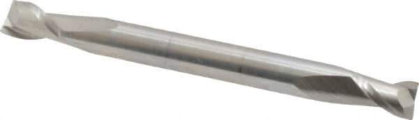 Cleveland - 3/16", 9/32" LOC, 3/16" Shank Diam, 2" OAL, 2 Flute, High Speed Steel Square End Mill - Double End, Uncoated, Spiral Flute, 30° Helix, Centercutting, Right Hand Cut, Right Hand Flute, Series HMD-2 - Eagle Tool & Supply