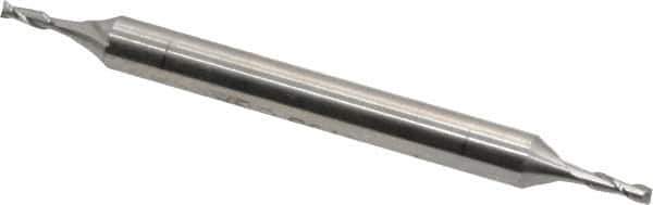 Cleveland - 1/16", 3/16" LOC, 3/16" Shank Diam, 2-1/4" OAL, 2 Flute, High Speed Steel Square End Mill - Double End, Uncoated, Spiral Flute, 30° Helix, Centercutting, Right Hand Cut, Right Hand Flute, Series HMD-2 - Eagle Tool & Supply