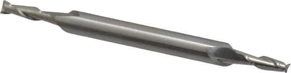 Cleveland - 7/64", 21/64" LOC, 3/16" Shank Diam, 2-1/4" OAL, 2 Flute, High Speed Steel Square End Mill - Double End, Uncoated, Spiral Flute, 30° Helix, Centercutting, Right Hand Cut, Right Hand Flute, Series HMD-2 - Eagle Tool & Supply