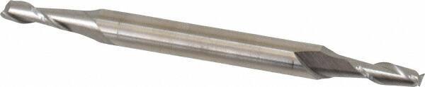 Cleveland - 1/8", 3/8" LOC, 3/16" Shank Diam, 2-1/4" OAL, 2 Flute, High Speed Steel Square End Mill - Double End, Uncoated, Spiral Flute, 30° Helix, Centercutting, Right Hand Cut, Right Hand Flute, Series HMD-2 - Eagle Tool & Supply