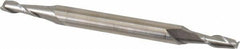 Cleveland - 1/8", 3/8" LOC, 3/16" Shank Diam, 2-1/4" OAL, 2 Flute, High Speed Steel Square End Mill - Double End, Uncoated, Spiral Flute, 30° Helix, Centercutting, Right Hand Cut, Right Hand Flute, Series HMD-2 - Eagle Tool & Supply