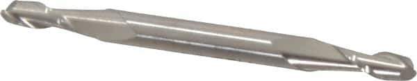 Cleveland - 5/32", 7/16" LOC, 3/16" Shank Diam, 2-1/4" OAL, 2 Flute, High Speed Steel Square End Mill - Double End, Uncoated, Spiral Flute, 30° Helix, Centercutting, Right Hand Cut, Right Hand Flute, Series HMD-2 - Eagle Tool & Supply