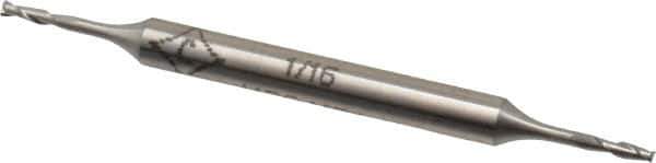 Cleveland - 1/16", 7/32" LOC, 3/16" Shank Diam, 2-1/2" OAL, 2 Flute, High Speed Steel Square End Mill - Double End, Uncoated, Spiral Flute, 30° Helix, Centercutting, Right Hand Cut, Right Hand Flute, Series HMD-2 - Eagle Tool & Supply