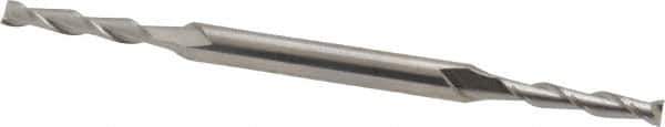 Cleveland - 1/8", 3/4" LOC, 3/16" Shank Diam, 3-1/8" OAL, 2 Flute, High Speed Steel Square End Mill - Double End, Uncoated, Spiral Flute, 30° Helix, Centercutting, Right Hand Cut, Right Hand Flute, Series HMD-2 - Eagle Tool & Supply