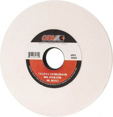 Camel Grinding Wheels - 7" Diam x 1-1/4" Hole x 1/2" Thick, K Hardness, 120 Grit Surface Grinding Wheel - Aluminum Oxide, Type 1, Fine Grade, 3,760 Max RPM, Vitrified Bond, No Recess - Eagle Tool & Supply