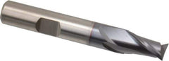 Cleveland - 3/8", 9/16" LOC, 3/8" Shank Diam, 2-1/2" OAL, 2 Flute, Cobalt Square End Mill - Single End, TiCN Finish, Spiral Flute, 30° Helix, Centercutting, Right Hand Cut, Right Hand Flute, Series HGC-2 - Eagle Tool & Supply